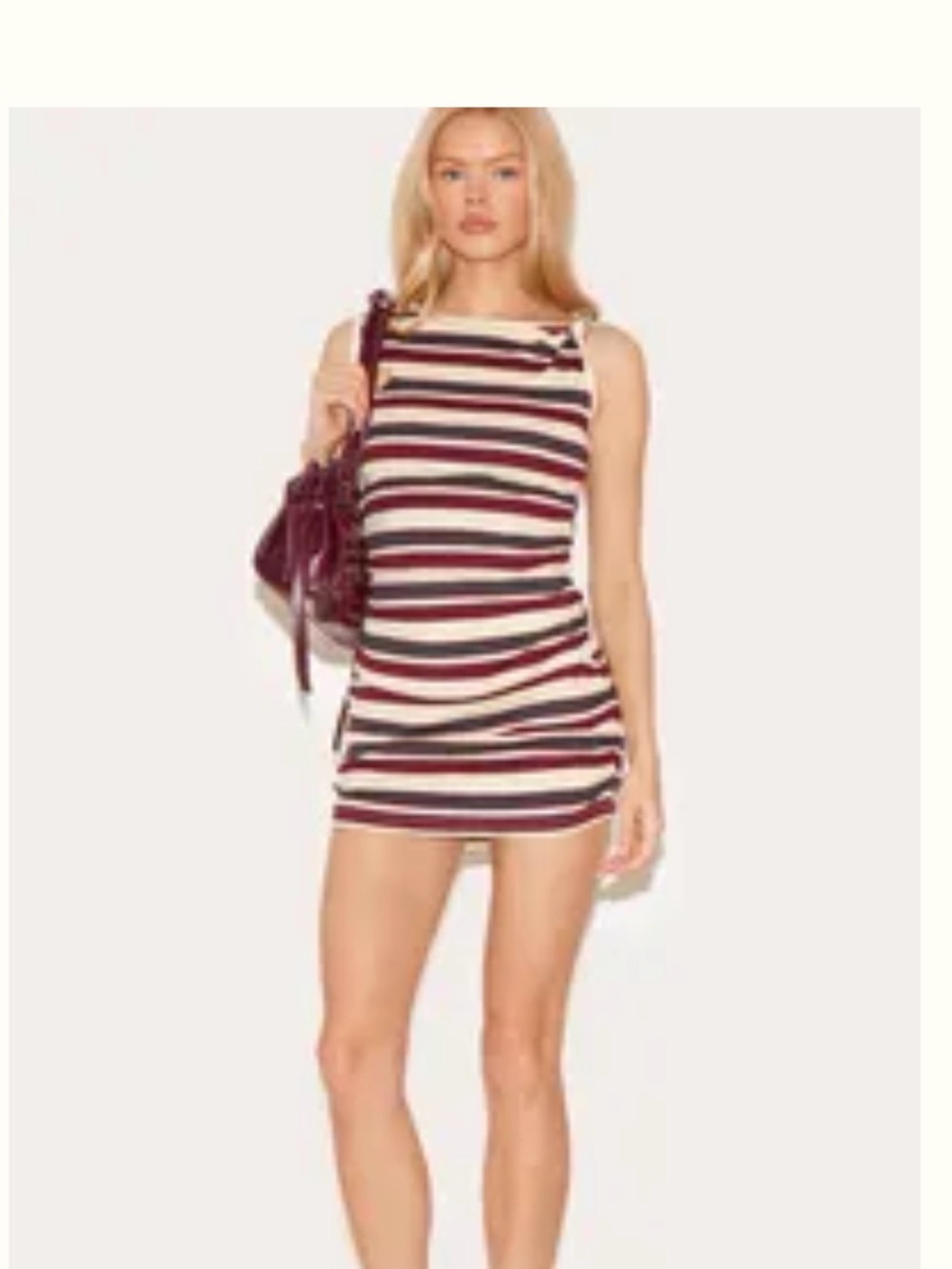 PrettyLittleThing Multi-Stripe Mini Dress in Cream, Burgundy, Navy NWOT